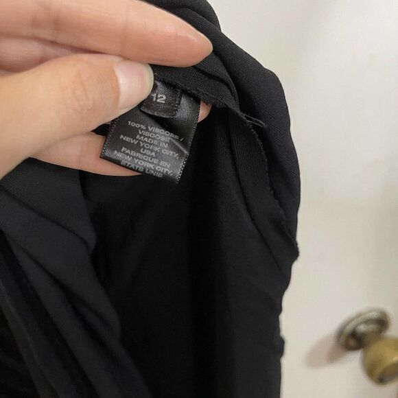 Lafayette 148 New York black rhinestone straps viscose long dress size US 12 - Picture 5 of 7